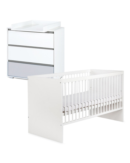 Ensemble commode à langer + lit bébé évolutif DALIA