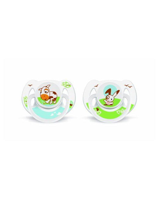 2 sucettes orthodontiques decorees animal silicone 6-18 mois