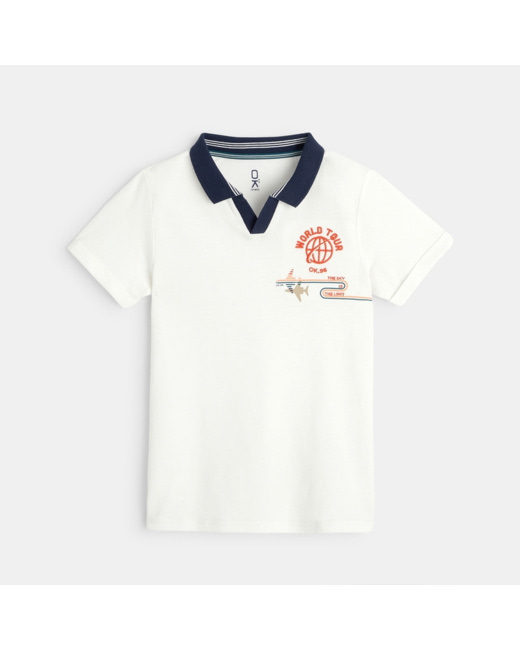 Polo manches courtes "World Tour" blanc garçon
