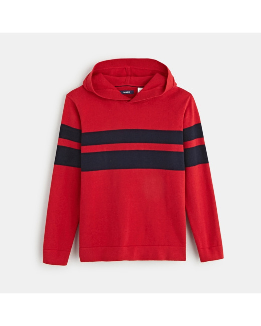Pull à capuche rouge garçon