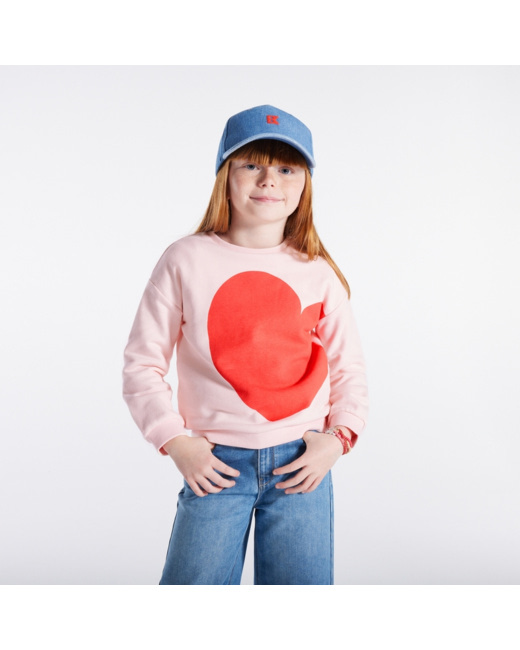 Sweat-shirt grand cœur rose fille