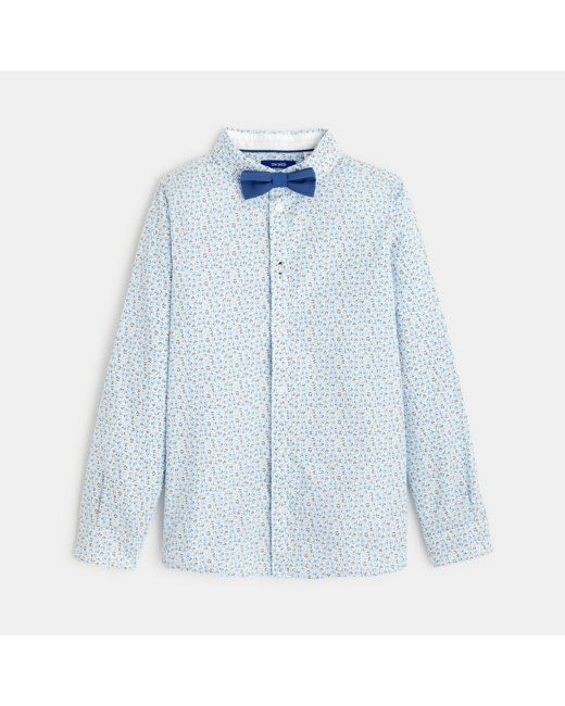 Chemise imprimée + nœud papillon bleue garçon