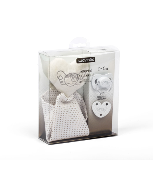 Set Doudou + Sucette + Attache-sucette Collection White