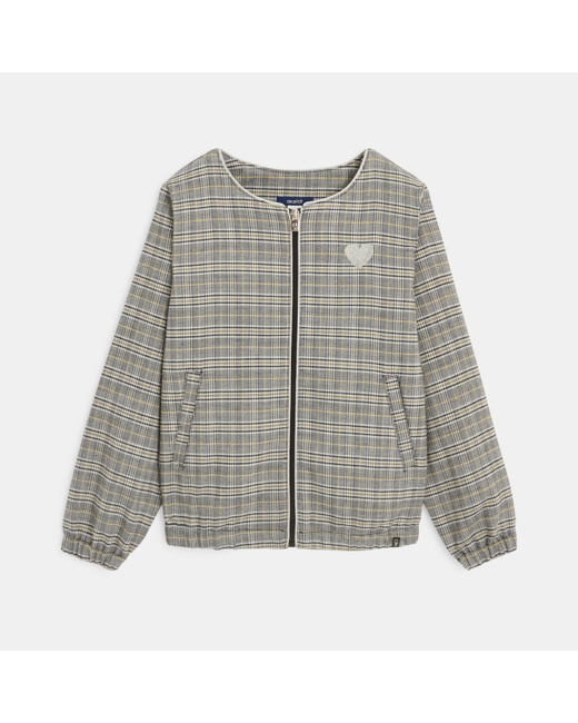 Blouson bomber à carreaux gris fille