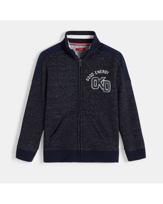 Sweat-shirt zippé à col montant bleu garçon
