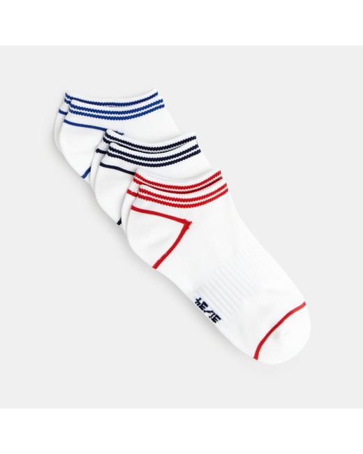 Socquettes invisibles de sport rayées (lot de 3) blanc garçon