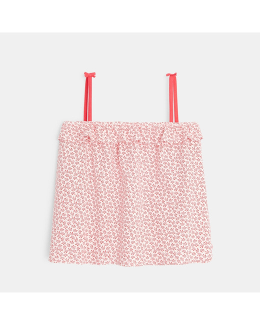 Débardeur imprimé volants rose fille