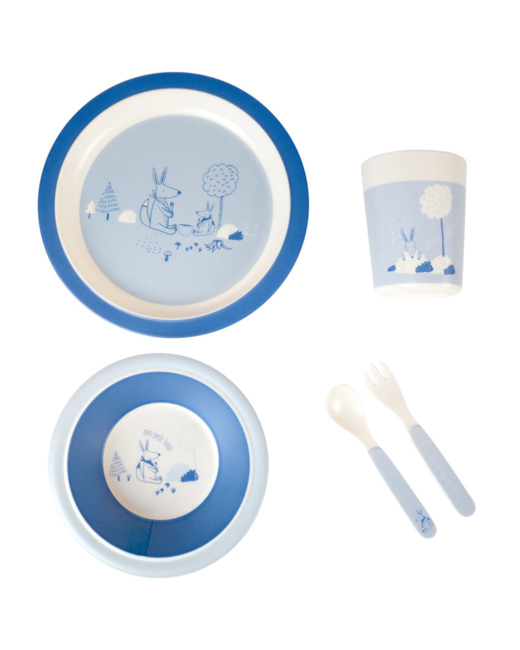 Coffret repas en mélamine Mon petit loup - 5 pièces