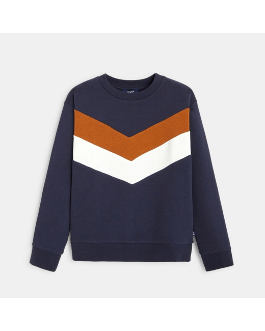 Sweat-shirt tricolore bleu garçon