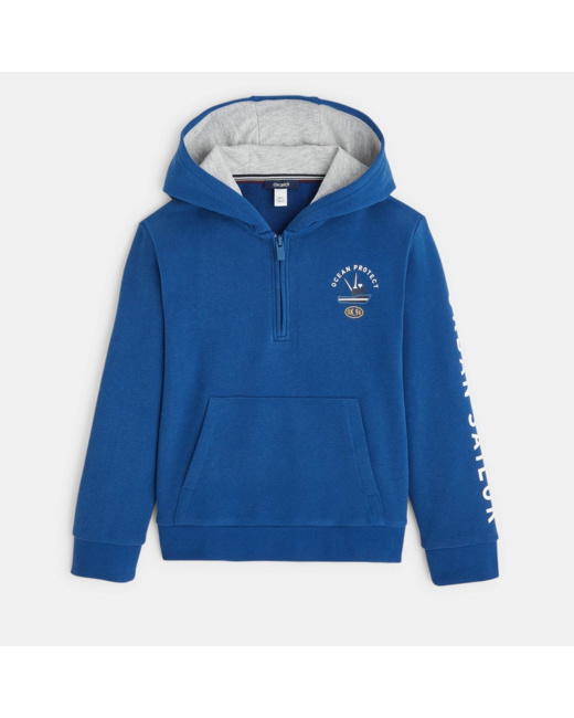 Sweat-shirt à capuche bleu garçon