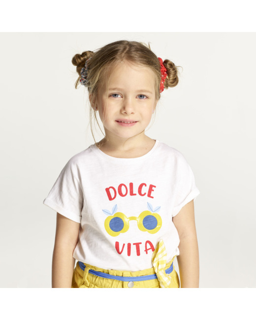 T-shirt à motif et message rouge fille