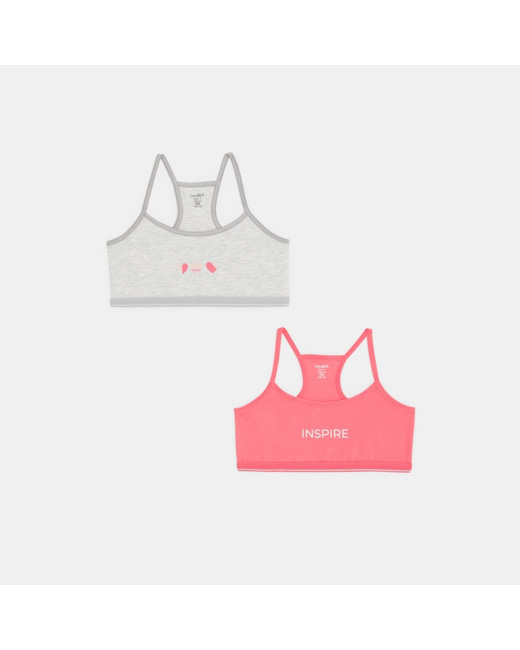 Brassières en jersey (lot de 2) rose fille