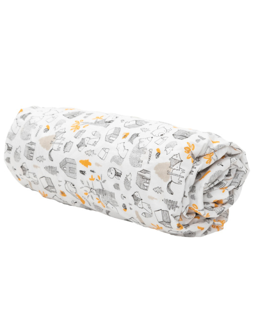 Drap housse Nos petits amis en popeline imprimé animaux 60 x 120 cm