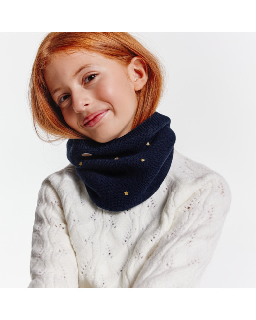 Snood étoilé doublé en polaire bleu fille