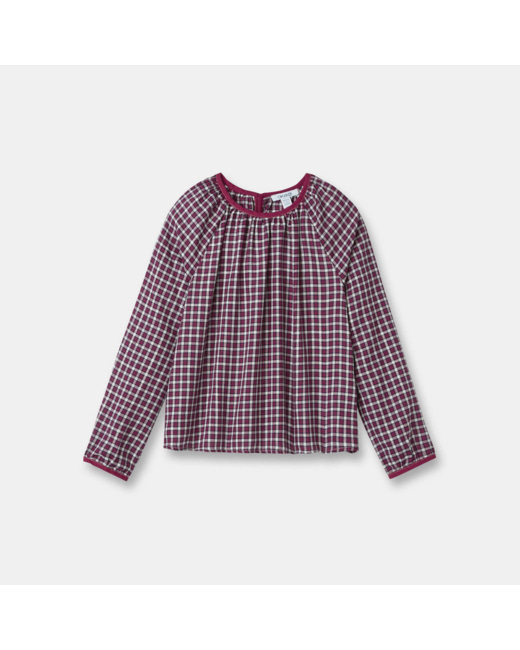 Blouse à carreaux irisés violette fille