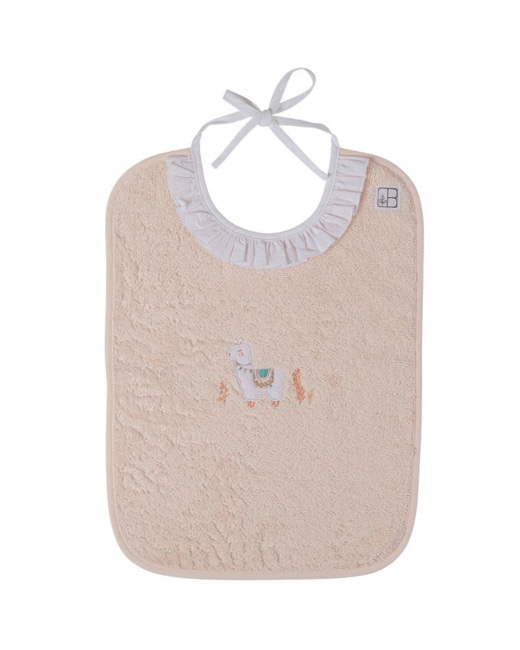 Bavoir bouclette de coton biologique broderie lama Inca
