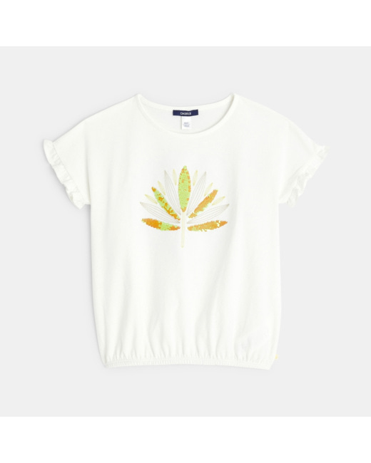 T-shirt bouffant à motifs fantaisie jaune fille