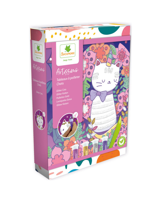 Coffret 5 tableaux Artissimo Paillettes Chats