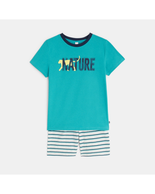 Pyjama d'été 2 pièces en jersey bleu garçon
