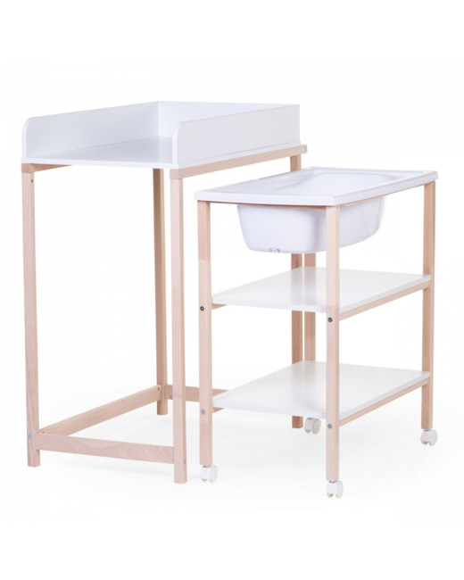 Table à langer avec baignoire et roues