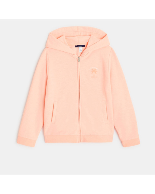 Sweat-shirt à capuche uni "enjoy summer" rose fille