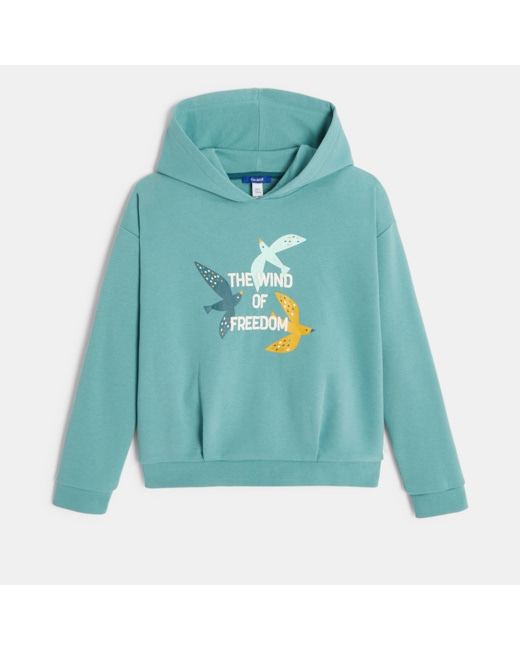 Sweat-shirt à capuche vert fille