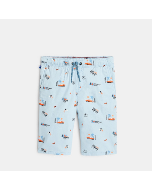 Bermuda imprimé coupe slim bleu garçon