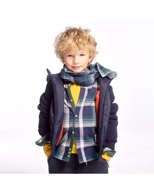 Chemise à carreaux et col boutonné bleue garçon