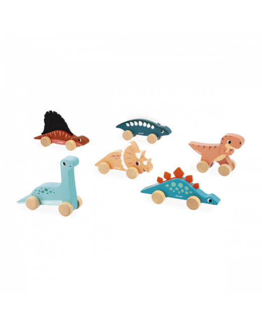 Jouet à pousser en bois Dinosaure
