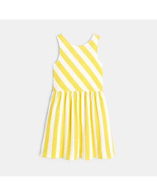 Robe rayée en jersey jaune fille