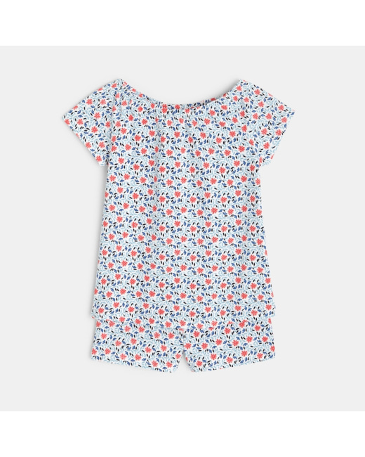 Pyjama d'été imprimé 2 pièces bleu fille