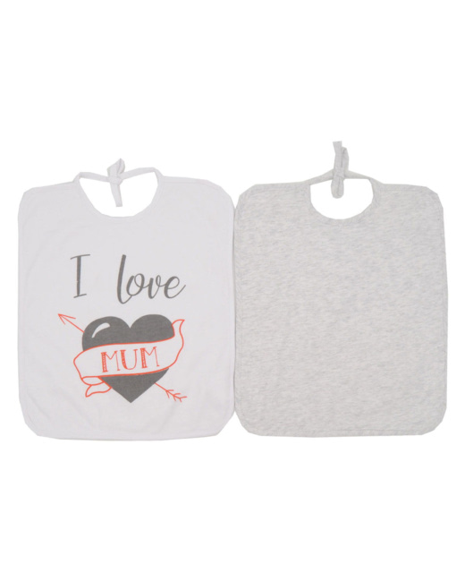 Lot de 2 bavoirs I love mum