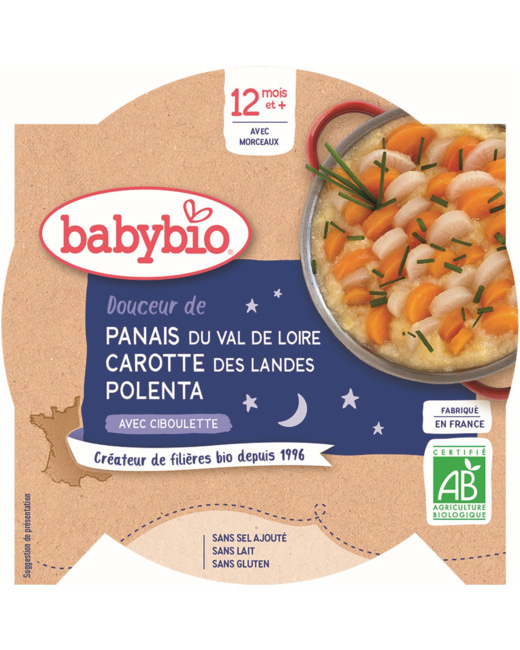 BONNE NUIT Panais du Centre-Val de Loire Carotte des Landes & Polenta à la ciboulette 230 g dès 12 mois