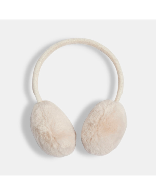 Cache-oreilles rétractable en fausse fourrure beige fille