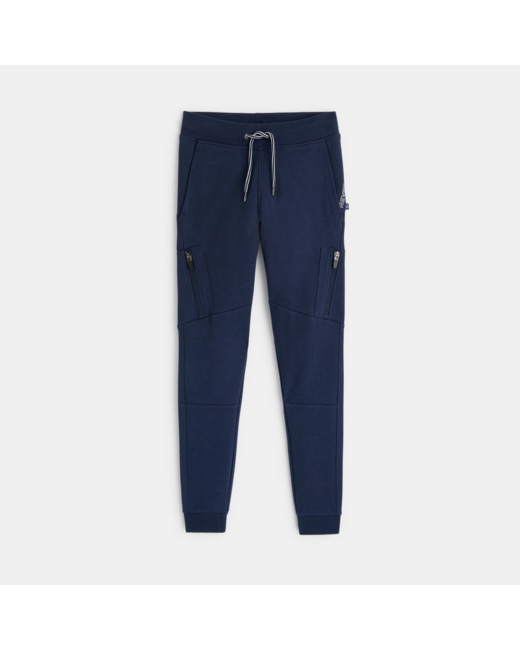 Pantalon de jogging molleton poches zippées bleu garçon