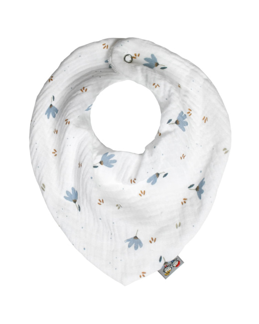 Bavoir bandana en coton, Bleuet