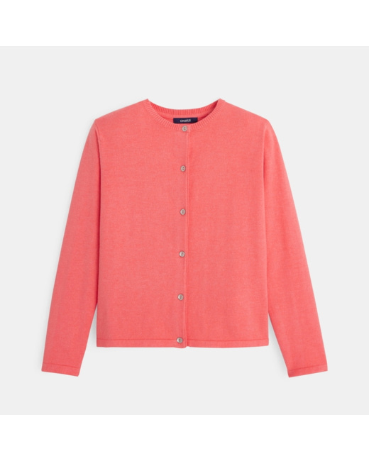 Cardigan dos plissé rose fille
