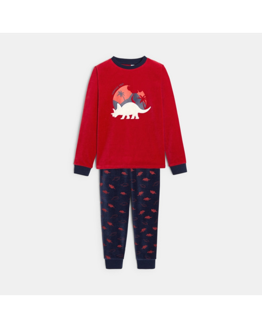 Pyjama 2 pièces en velours rouge garçon