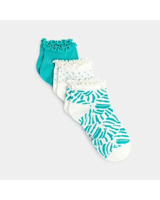 Socquettes volantées fantaisie (lot de 3) vert fille
