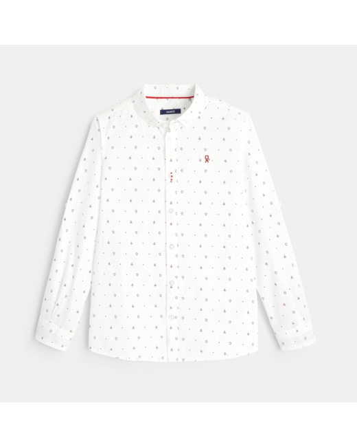 Chemise blanche imprimée sapins garçon
