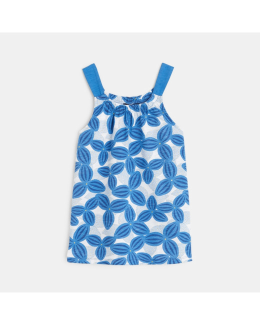 Débardeur imprimé de fleurs bleu fille