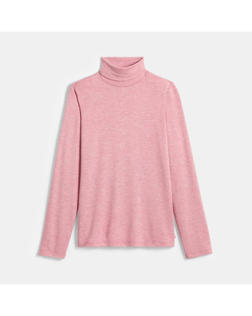 T-shirt col roulé rose fille