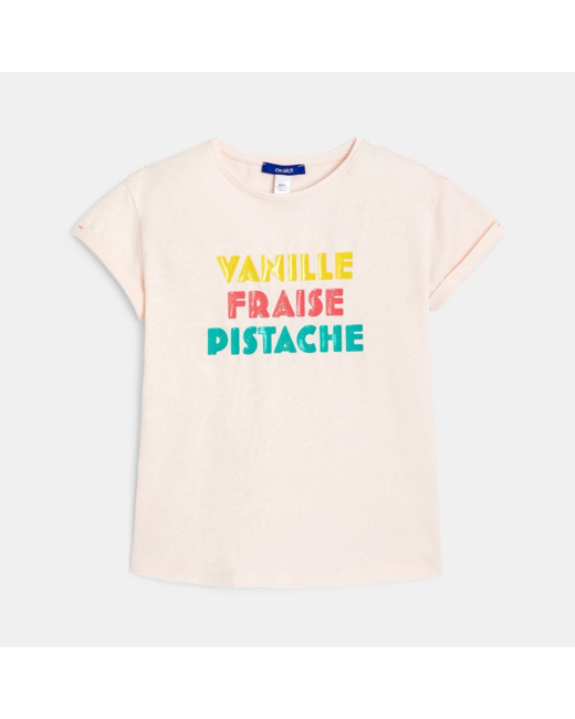 T-shirt à message rose fille