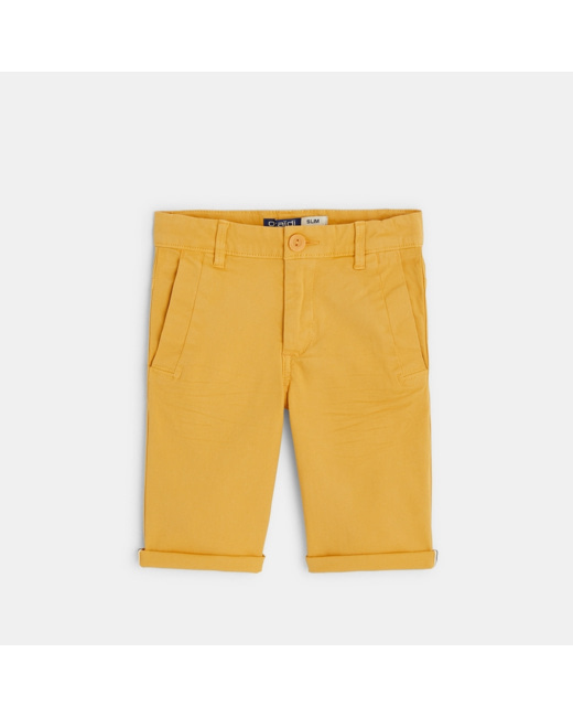 Bermuda slim en toile unie jaune garçon