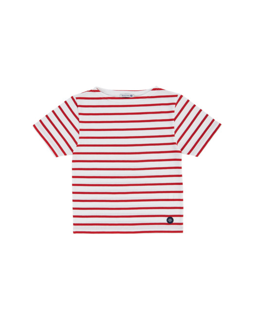 Marinière enfant - coton léger - Blanc/Braise
