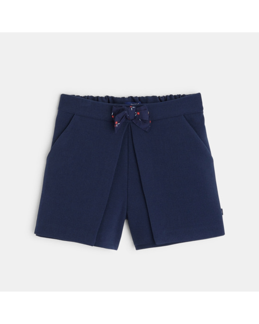 Short chic avec nœud papillon bleu fille