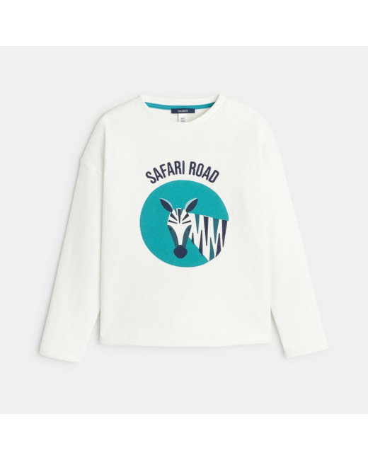 Sweat-shirt brodé motif animalier blanc fille