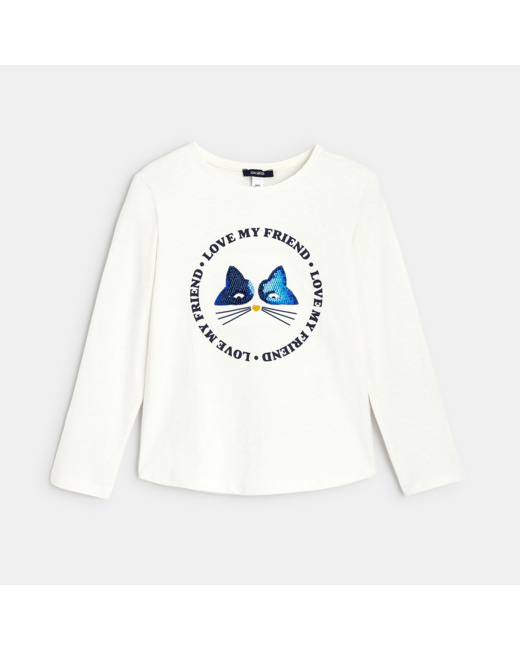 T-shirt à message "Love nature" bleu fille