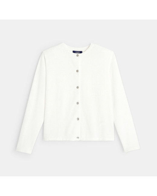 Cardigan dos plissé blanc fille
