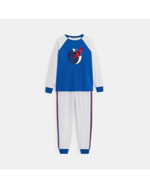 Pyjama 2 pièces motif skateboard bleu garçon